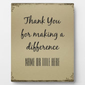 Plaque Photo Merci pour faire une différence (Devant)
