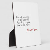 Plaque Photo Merci pour tous (Côté)