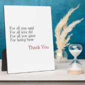 Plaque Photo Merci pour tous (Côté)