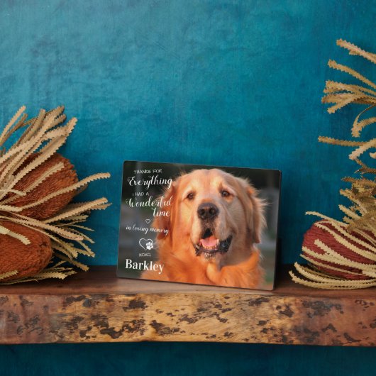 Plaque Photo Merci pour tout Perte d'animal de compagnie Mémori (Côté)