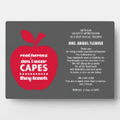 Plaque Photo Merci, professeur. Don de devis d'enseignement (Devant)