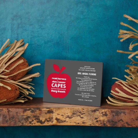 Plaque Photo Merci, professeur. Don de devis d'enseignement (Côté)