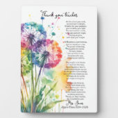 Plaque Photo merci professeur retraite poème de dandelion (Devant)