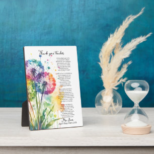 Plaque Photo merci professeur retraite poème de dandelion