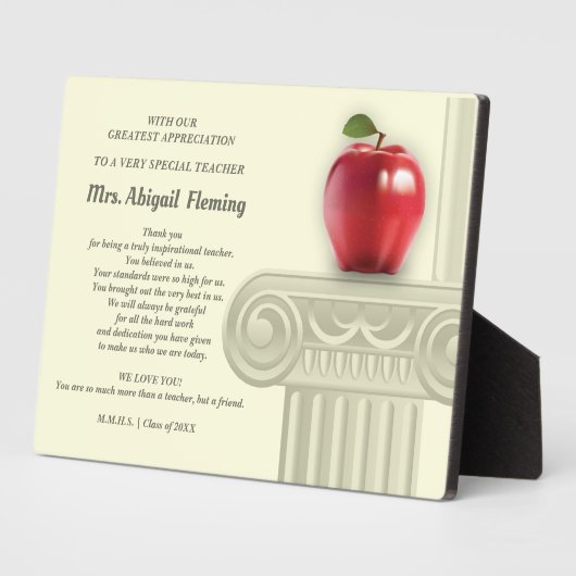 Plaque Photo Merci, professeur. Symboles d'éducation Nom person (Côté)