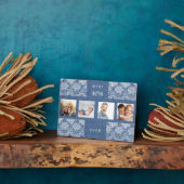 Plaque Photo Mère maman photo collage bleu dentelle denim (Côté)