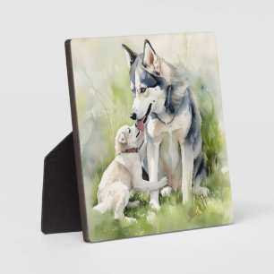 Plaque Photo Mère Sibérie Husky Chien Maman Peinture Arrière -