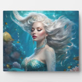Plaque Photo Mermaid cheveux en argent Turquoise Océan (Devant)