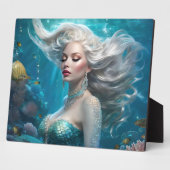 Plaque Photo Mermaid cheveux en argent Turquoise Océan (Côté)