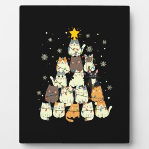 Plaque Photo Merry Xmas Cat Christmas Tree