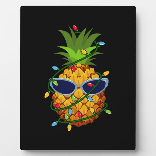 Plaque Photo Merry Xmas Pineapple Christmas Tree Lights (Devant)