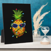 Plaque Photo Merry Xmas Pineapple Christmas Tree Lights (Côté)