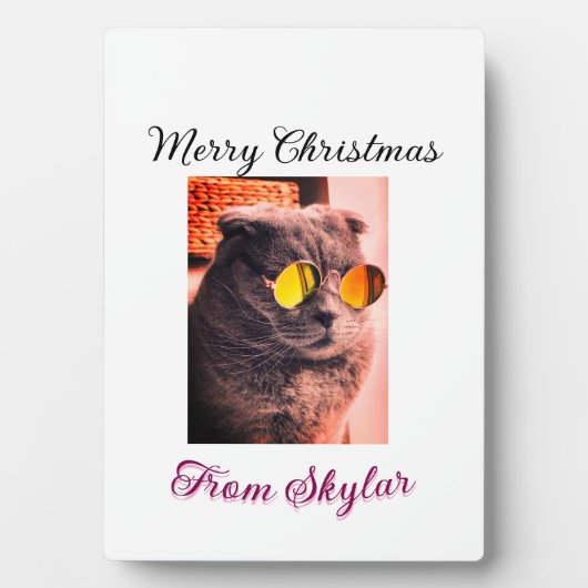 Plaque Photo Merveilleux chien de chat de Noël animal de compag (Devant)