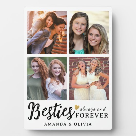 Plaque Photo Mete Besties Forever Custom Name 4 Photo Collage (Devant)