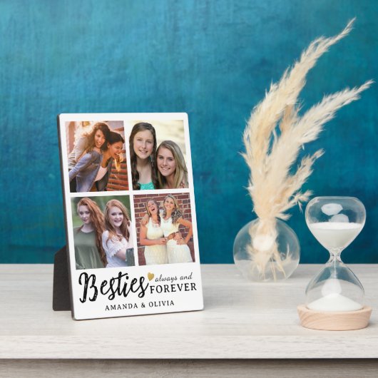 Plaque Photo Mete Besties Forever Custom Name 4 Photo Collage (Côté)