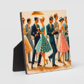 Plaque Photo Mi-siècle Moderne Martinis Danser Cocktail Party (Recto)