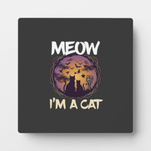 Plaque Photo Miaou suis Chat Nuit Halloween Sorcière Citrouille