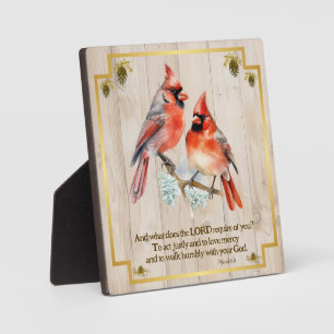 Plaque Photo Micah 6:8 - Song Bird with Cardinals