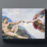 Plaque Photo Michelangelo - Création d'Adam Isolé<br><div class="desc">Création d'Adam au plafond de la Chapelle Sixtine - Michel-Ange,  1508-1512</div>