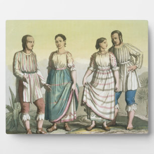 Plaque Photo Michoacan Indians in Traditional Costume, Mexico (