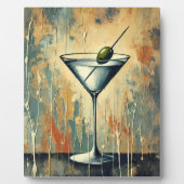 Plaque Photo Mid Century Mixed Media Martini Art (Devant)