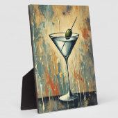Plaque Photo Mid Century Mixed Media Martini Art (Côté)