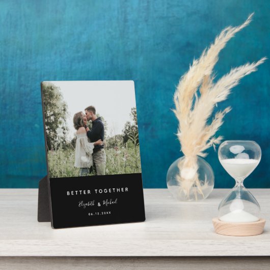 Plaque Photo Mieux Ensemble Photo Moderne Élégant Simple Script (Côté)
