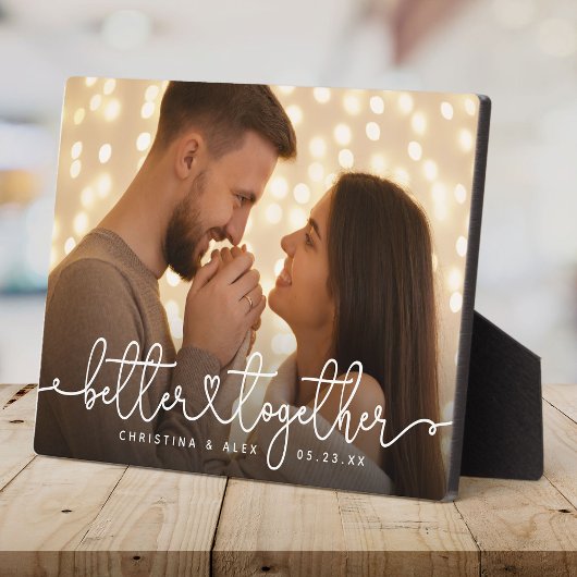 Plaque Photo Mieux Ensemble Script moderne photo de mariage per