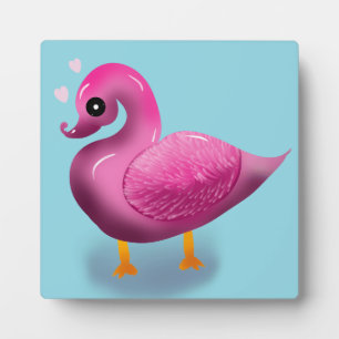 Plaque Photo Mignon Canard Rose Kawaii & Art pour Nurserie à Co