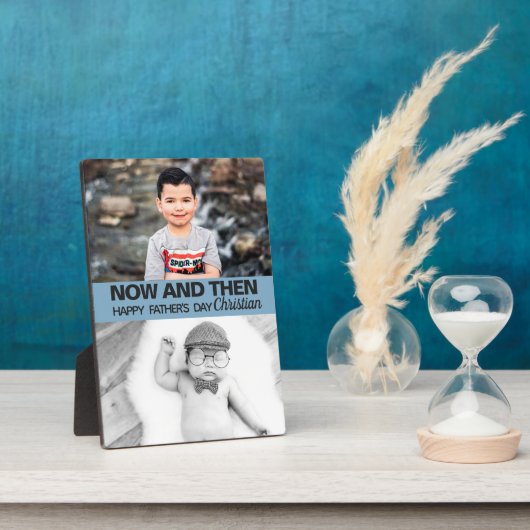 Plaque Photo Mignon maintenant & puis photos de fils Fête des p (Côté)