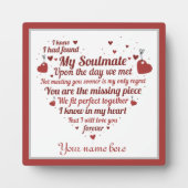 Plaque Photo mignon mot art amour poème ajouter nom (Devant)