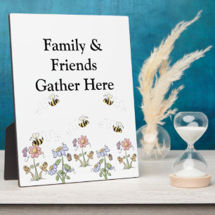 Plaque Photo Mignonne Folk Art Bees Daisies Papillons