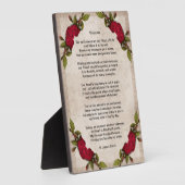 Plaque Photo "Mileposts", un poème d'anniversaire à une femme (Côté)