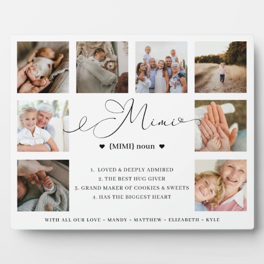 Plaque Photo Mimi Définition Script Photo Collage Keepsaké (Devant)