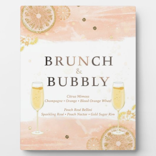Plaque Photo Mimosa Bar Sign – Peach Watercolor Brunch & Bubbly (Devant)