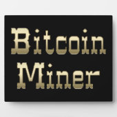 Plaque Photo Mineur Bitcoin (En Noir) (Devant)
