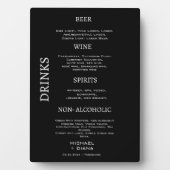 Plaque Photo Mini Script Bold Mariage Bar Boissons Noir (Devant)