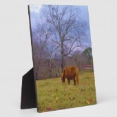 Plaque Photo Miniature brun cheval bleu ciel (Côté)