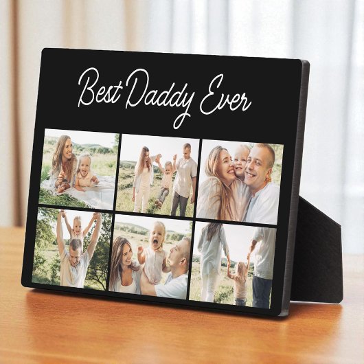 Plaque Photo Minimalist Best Daddy Ever Custom 6 Photo Collage