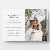 Plaque Photo Minimaliste En Mémoire Amoureuse Hommage Photo (Devant)