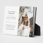 Plaque Photo Minimaliste En Mémoire Amoureuse Hommage Photo (Côté)
