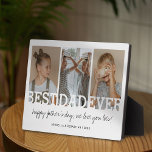 Plaque Photo Minimaliste Meilleur Papa Jamais Photo<br><div class="desc">Plaque photo simple de fête des pères avec 3 photos de famille à remplacer par la vôtre,  le dicton "BEST DAD EVER",  un message personnalisé des enfants,  et les noms des enfants.</div>