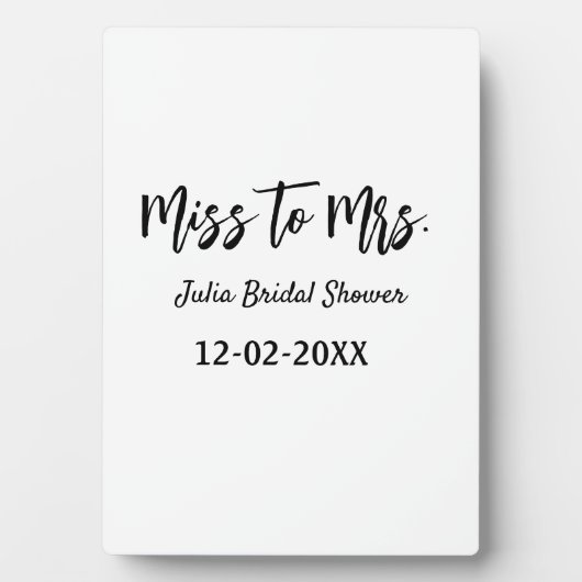 Plaque Photo Miss à Mrs enterrement de vie de jeune fille éléga (Devant)