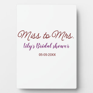Plaque Photo Miss to Mrs enterrement de vie de jeune fille ajou
