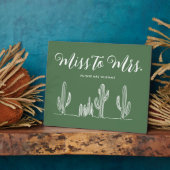 Plaque Photo Miss to Mrs Moderne Cactus Vert Foncé Enterrement  (Côté)