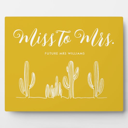 Plaque Photo Mlle à Mme Modern Mustard Cactus Bachelorette (Devant)
