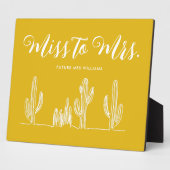 Plaque Photo Mlle à Mme Modern Mustard Cactus Bachelorette (Côté)