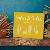 Plaque Photo Mlle à Mme Modern Mustard Cactus Bachelorette (Côté)