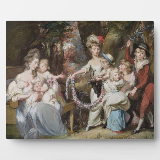 Plaque Photo Mme Justinian Casamajor et huit de ses enfants, (Devant)