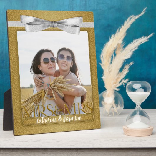 Plaque Photo Mme & Mme Lesbian Gay Mariage Gold Photo (Côté)